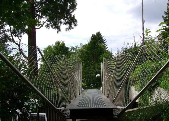 304 316 Suspended Bridge Stainless Steel Safety Netting With Rope Mesh 2.5mm