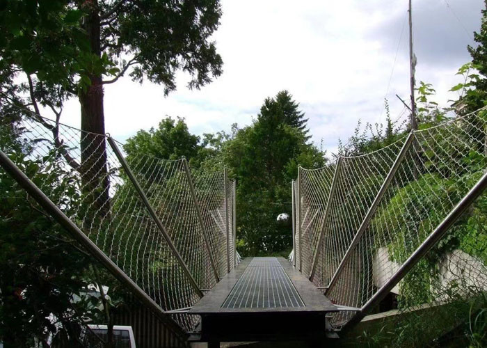 304 316 Suspended Bridge Stainless Steel Safety Netting With Rope Mesh 2.5mm